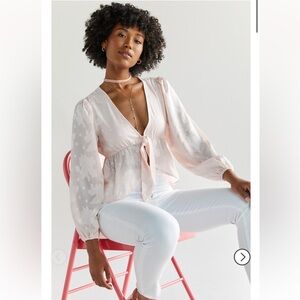 Francesca’s Christina Jacquard Tie Front Blouse